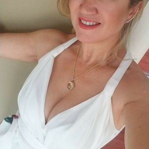 White Wedding dress with details (red flowers)